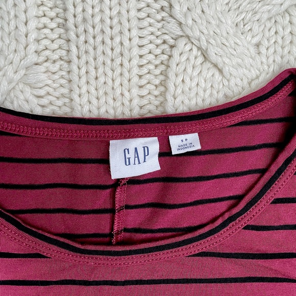 🌼2 for $20🌼 Gap Burgundy Black Striped Long Sleeve T-Shirt Dress - Picture 2 of 7
